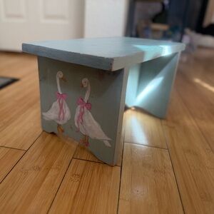 Two silly geese hand painted step stool